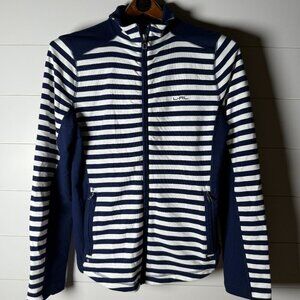 L-RL ACTIVE Ralph Lauren Women's Navy & White Stripe Nautical Jacket Sz Large